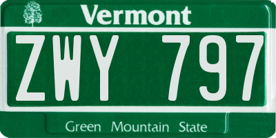 VT license plate ZWY797