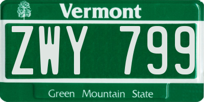 VT license plate ZWY799
