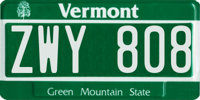 VT license plate ZWY808