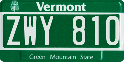 VT license plate ZWY810