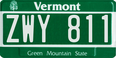VT license plate ZWY811