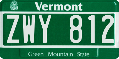 VT license plate ZWY812