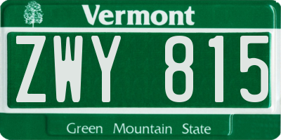 VT license plate ZWY815