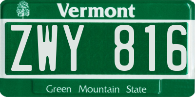 VT license plate ZWY816
