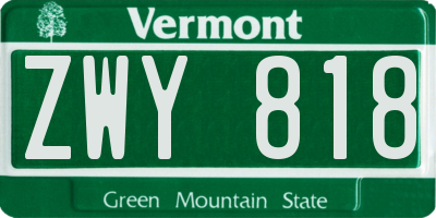 VT license plate ZWY818