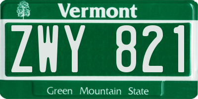 VT license plate ZWY821