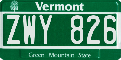 VT license plate ZWY826