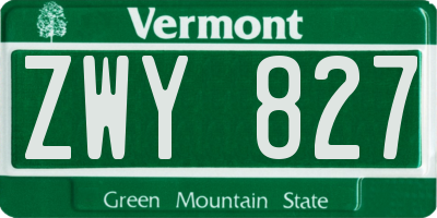 VT license plate ZWY827