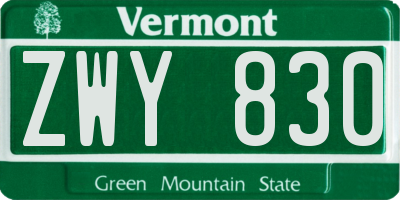 VT license plate ZWY830