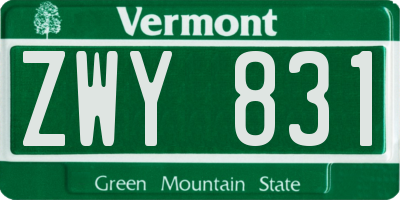 VT license plate ZWY831