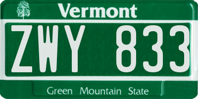 VT license plate ZWY833