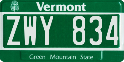 VT license plate ZWY834