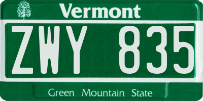 VT license plate ZWY835