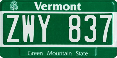 VT license plate ZWY837