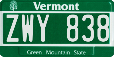 VT license plate ZWY838