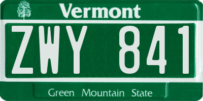 VT license plate ZWY841