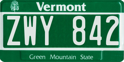 VT license plate ZWY842