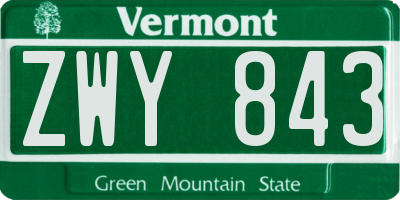 VT license plate ZWY843