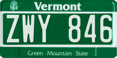 VT license plate ZWY846