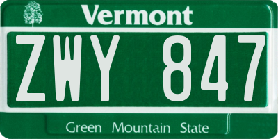 VT license plate ZWY847