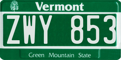 VT license plate ZWY853
