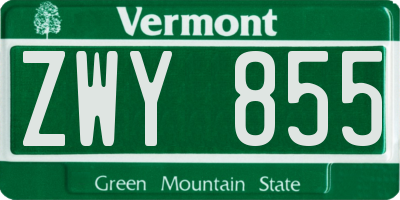 VT license plate ZWY855