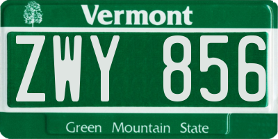 VT license plate ZWY856