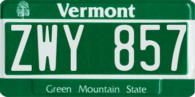 VT license plate ZWY857