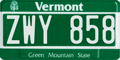 VT license plate ZWY858