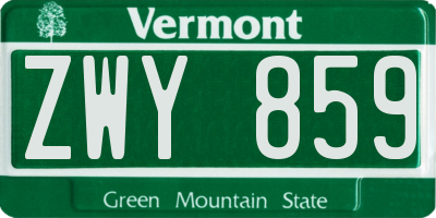 VT license plate ZWY859