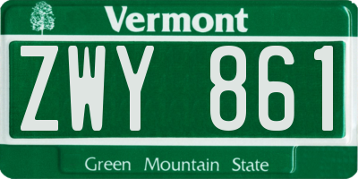 VT license plate ZWY861