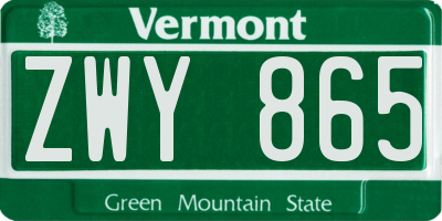 VT license plate ZWY865