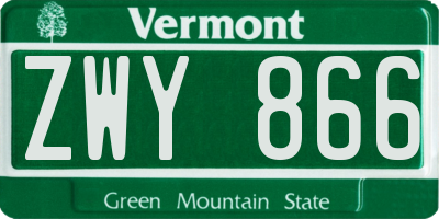 VT license plate ZWY866