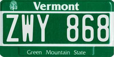 VT license plate ZWY868