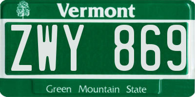 VT license plate ZWY869
