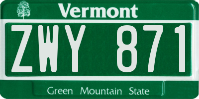 VT license plate ZWY871