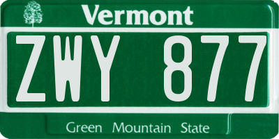 VT license plate ZWY877