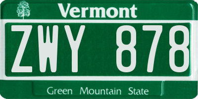 VT license plate ZWY878
