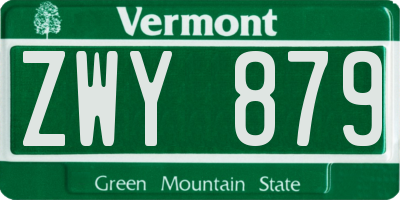 VT license plate ZWY879