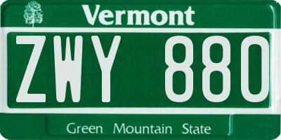 VT license plate ZWY880