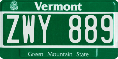 VT license plate ZWY889