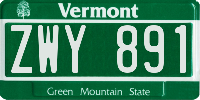 VT license plate ZWY891