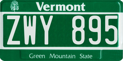 VT license plate ZWY895
