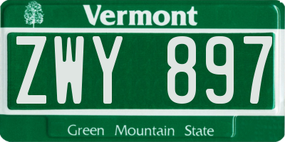 VT license plate ZWY897