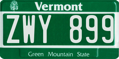 VT license plate ZWY899