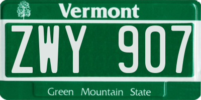 VT license plate ZWY907