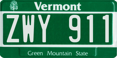 VT license plate ZWY911