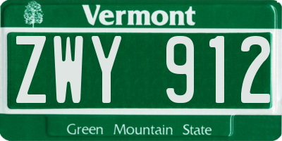 VT license plate ZWY912