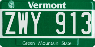 VT license plate ZWY913
