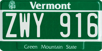 VT license plate ZWY916